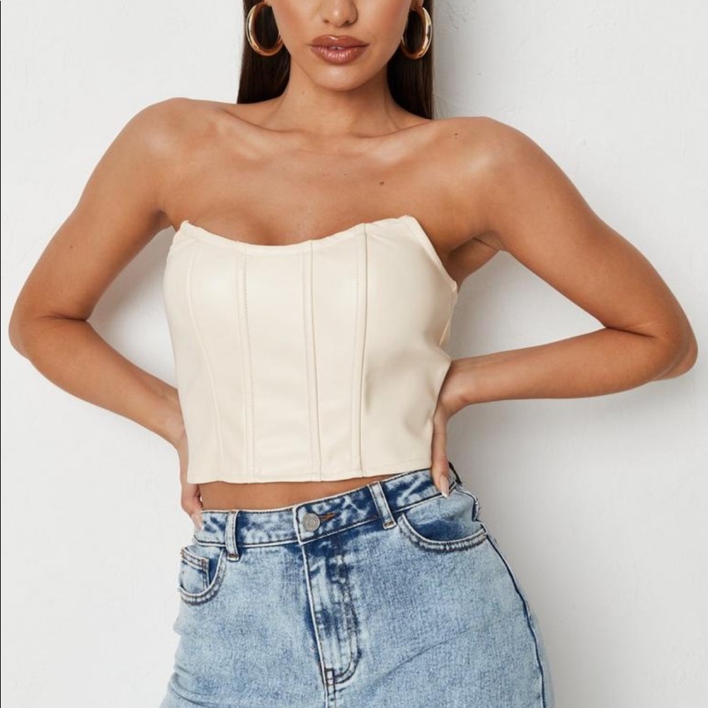 Cream leather top